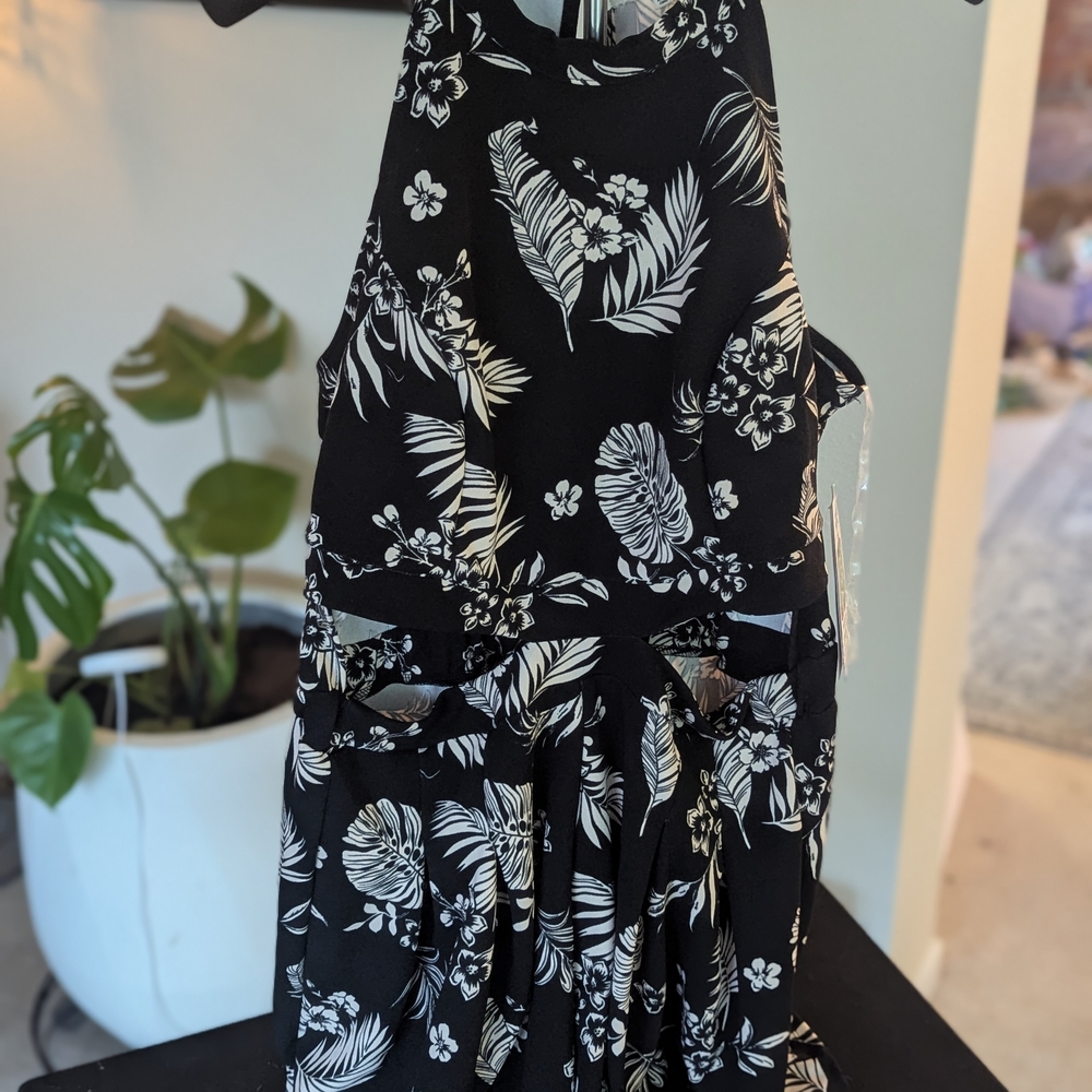 Floral Black and White Jumpsuit